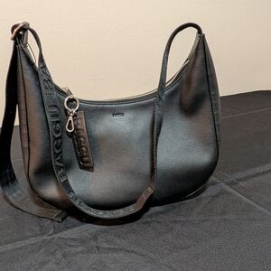 Black Recycled Leather Crescent BAGGU